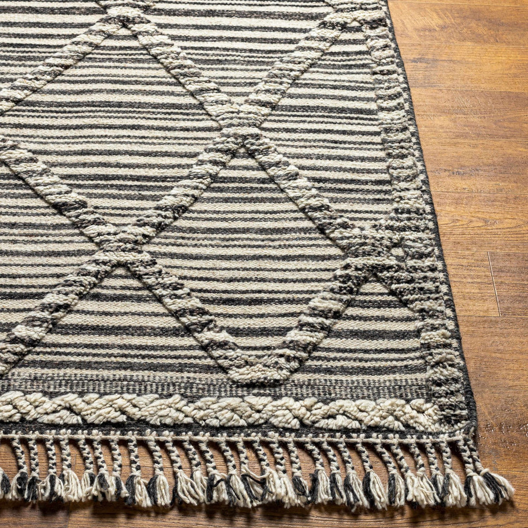 Nairobi Modern Geometrical Ivory And Charcoal Hand Knotted Rug - The Rug Decor