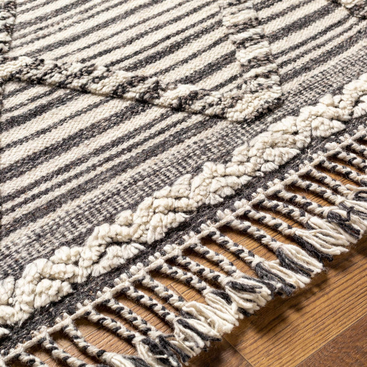 Nairobi Modern Geometrical Ivory And Charcoal Hand Knotted Rug - The Rug Decor