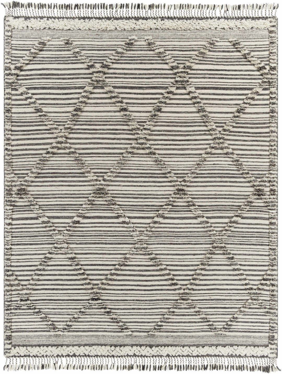 Nairobi Modern Geometrical Ivory And Charcoal Hand Knotted Rug - The Rug Decor