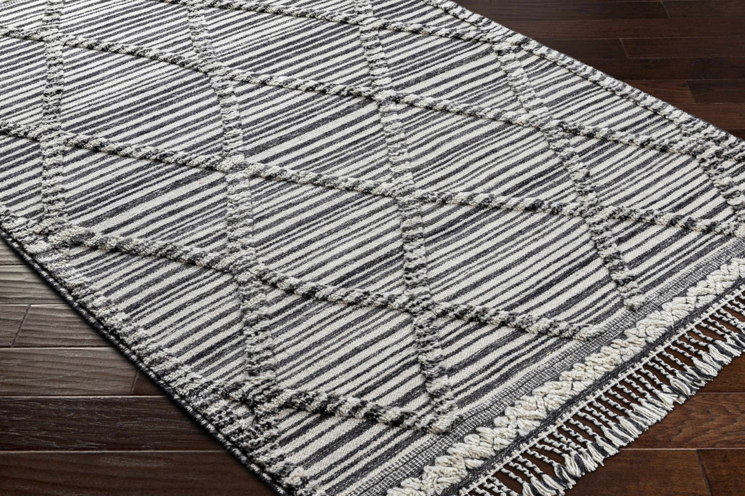 Nairobi Modern Geometrical Ivory And Charcoal Hand Knotted Rug - The Rug Decor