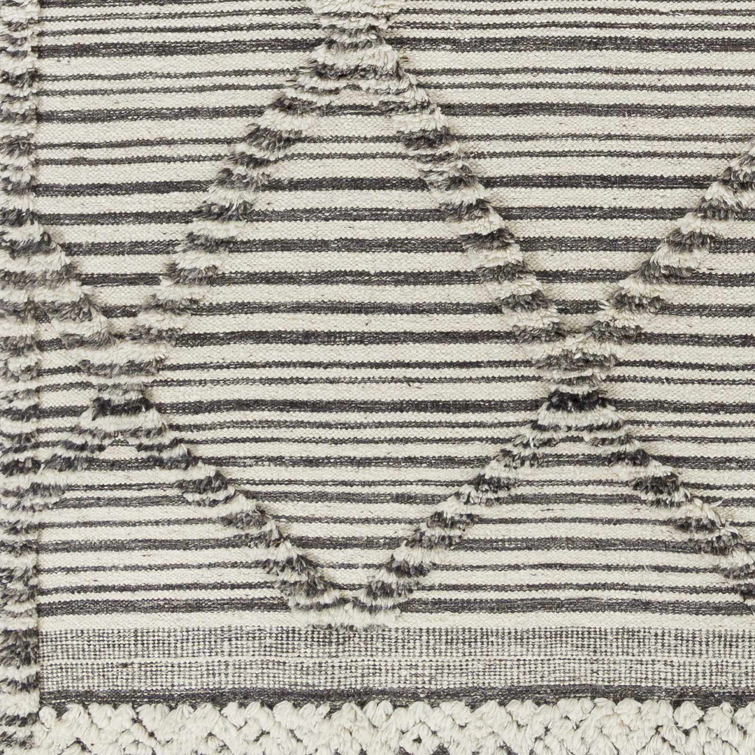 Nairobi Modern Geometrical Ivory And Charcoal Hand Knotted Rug - The Rug Decor