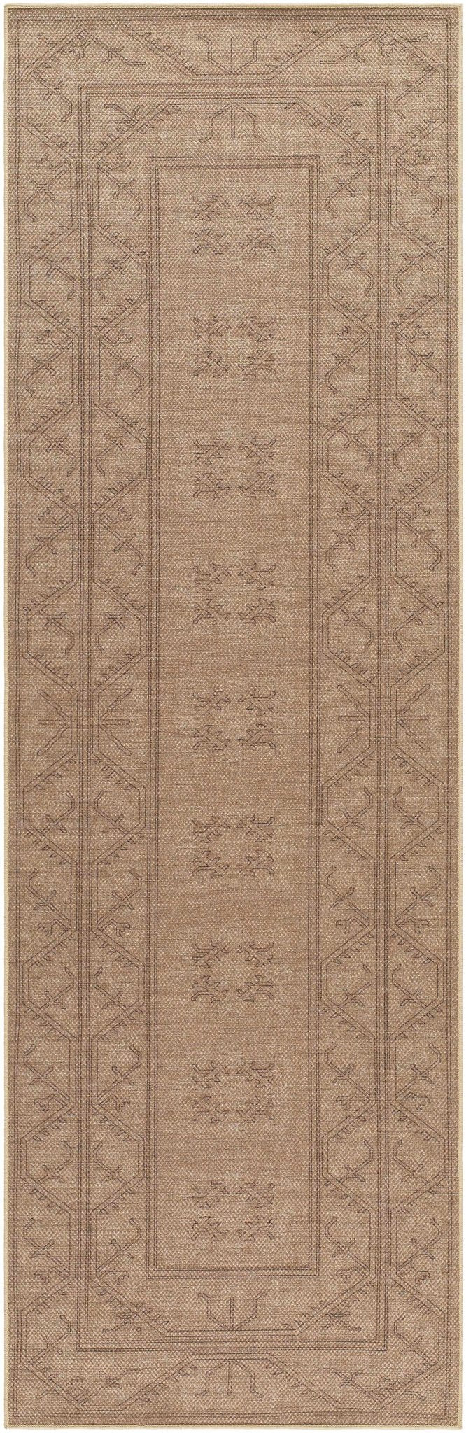 Naja Traditional Geometric Design Tan Washable Area Rug - The Rug Decor