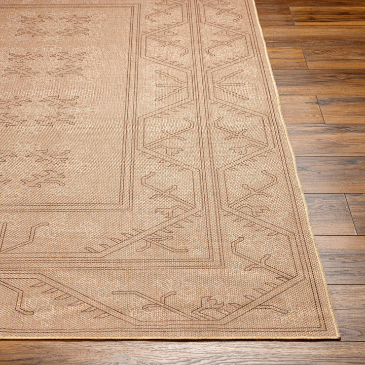 Naja Traditional Geometric Design Tan Washable Area Rug - The Rug Decor