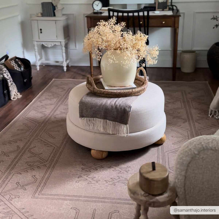 Naja Traditional Geometric Design Tan Washable Area Rug - The Rug Decor