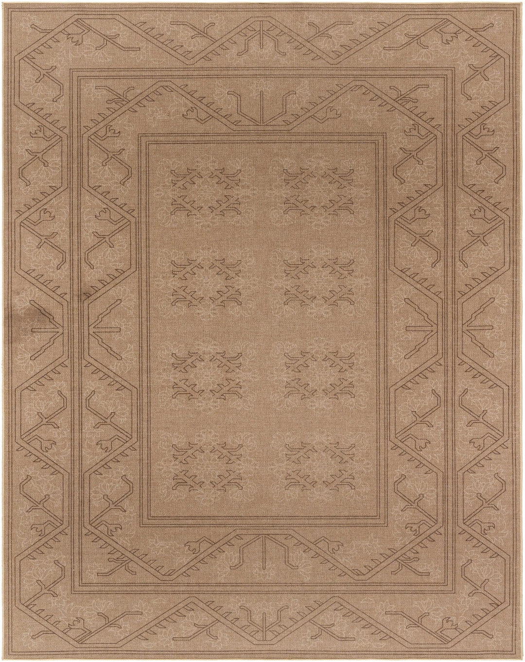 Naja Traditional Geometric Design Tan Washable Area Rug - The Rug Decor