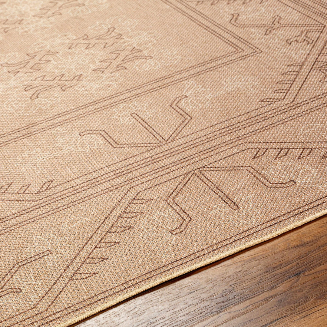 Naja Traditional Geometric Design Tan Washable Area Rug - The Rug Decor