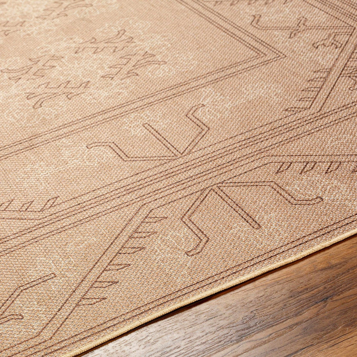 Naja Traditional Geometric Design Tan Washable Area Rug - The Rug Decor