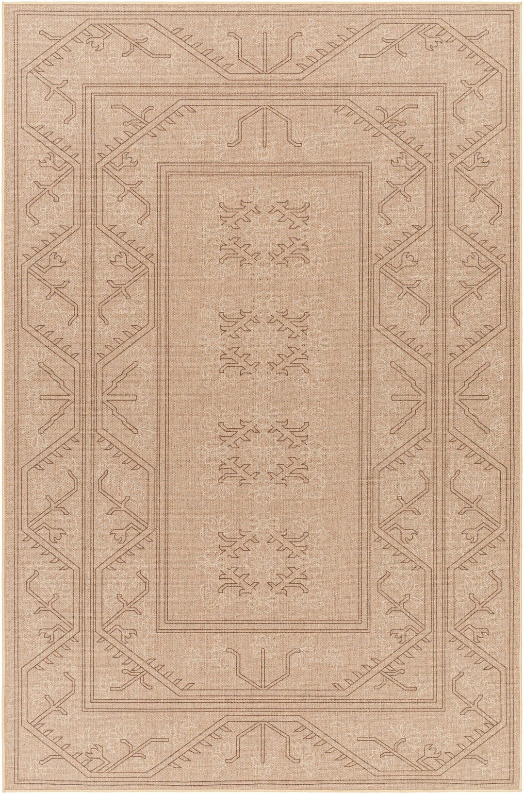 Naja Traditional Geometric Design Tan Washable Area Rug - The Rug Decor