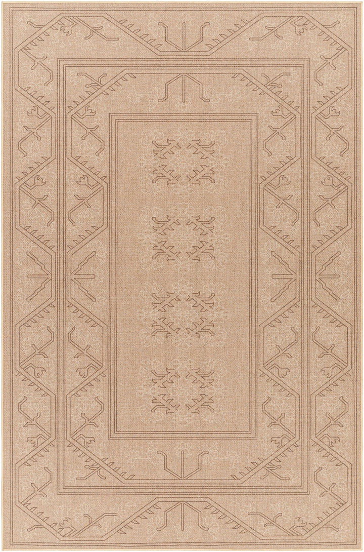 Naja Traditional Geometric Design Tan Washable Area Rug - The Rug Decor