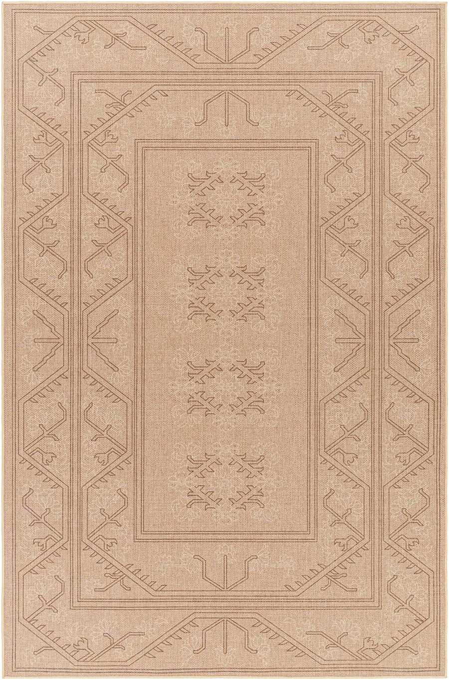 Naja Traditional Geometric Design Tan Washable Area Rug - The Rug Decor