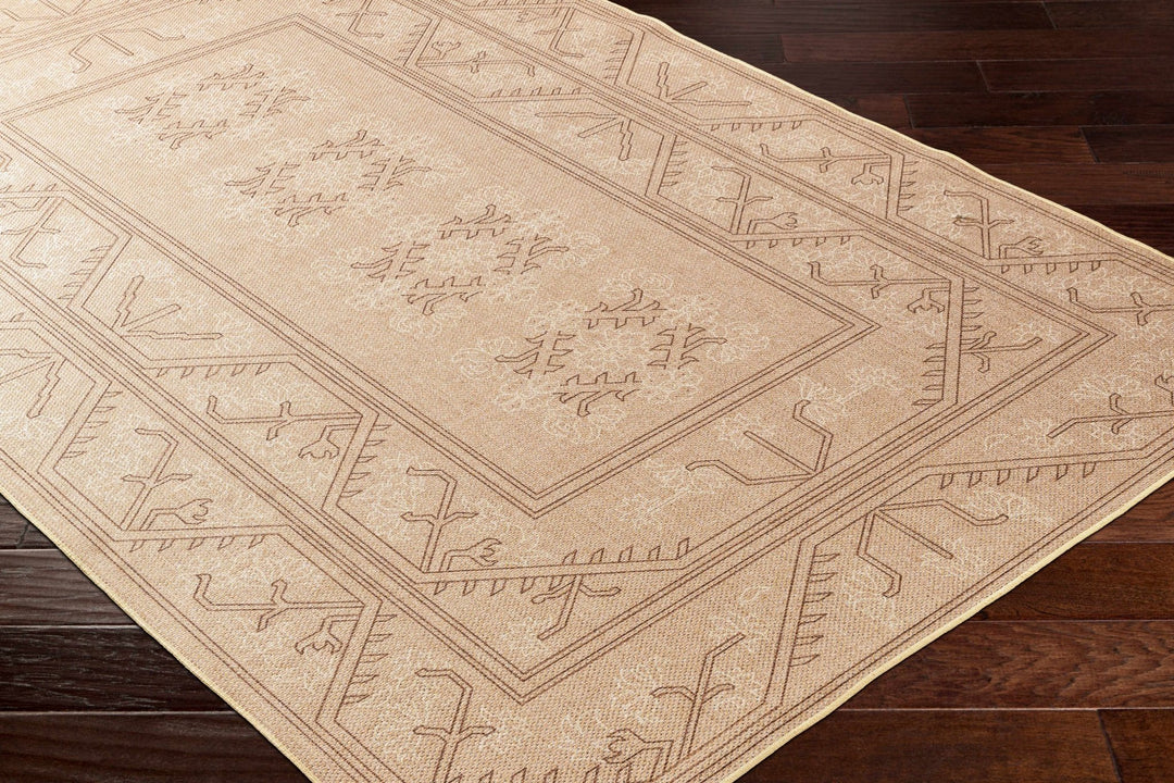 Naja Traditional Geometric Design Tan Washable Area Rug - The Rug Decor