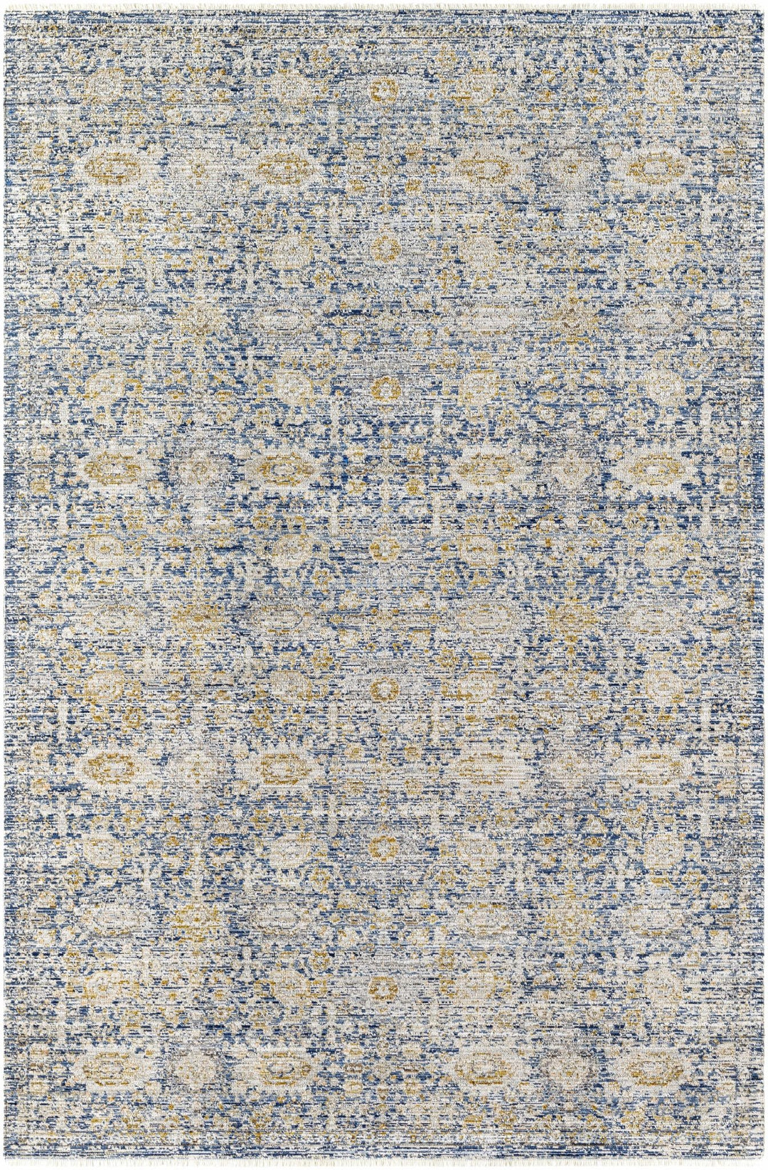 Nakos Traditional Blue And Gold Washable Area Rug - The Rug Decor
