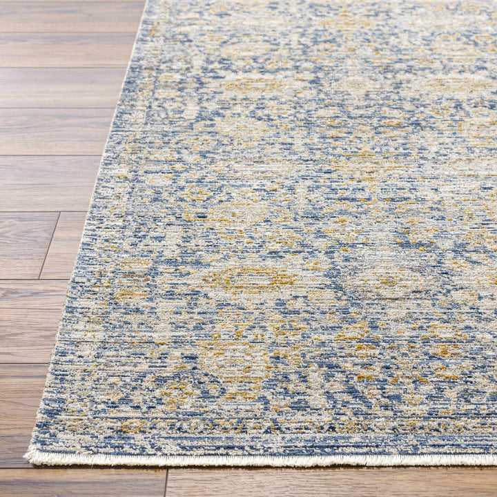 Nakos Traditional Blue And Gold Washable Area Rug - The Rug Decor