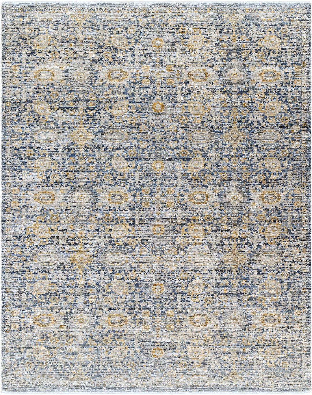 Nakos Traditional Blue And Gold Washable Area Rug - The Rug Decor