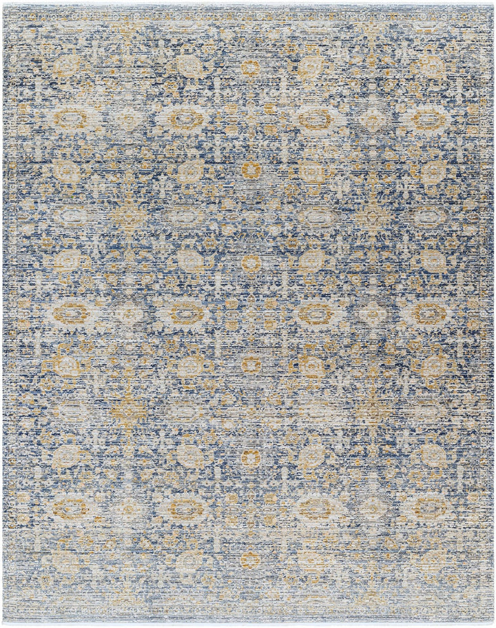 Nakos Traditional Blue And Gold Washable Area Rug - The Rug Decor