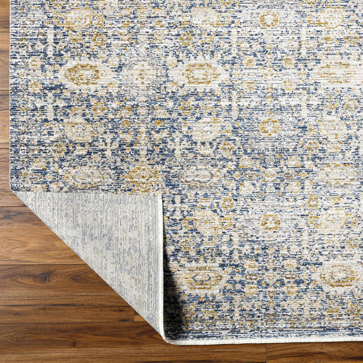Nakos Traditional Blue And Gold Washable Area Rug - The Rug Decor