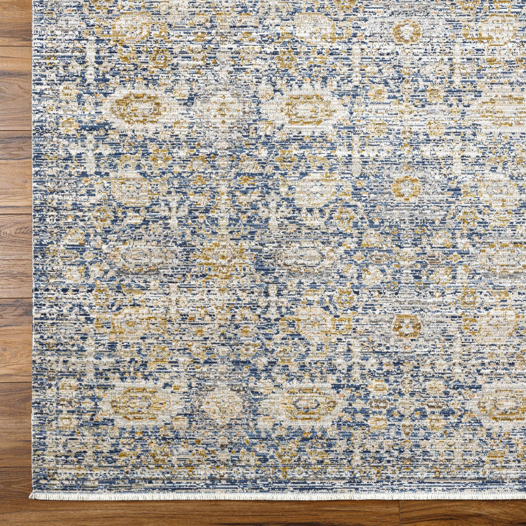 Nakos Traditional Blue And Gold Washable Area Rug - The Rug Decor