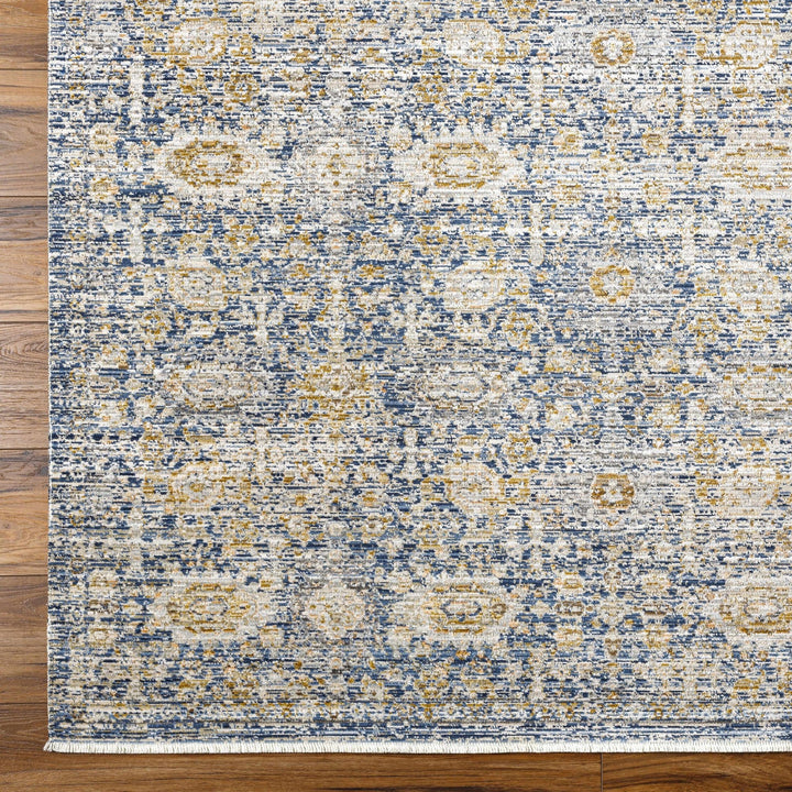 Nakos Traditional Blue And Gold Washable Area Rug - The Rug Decor