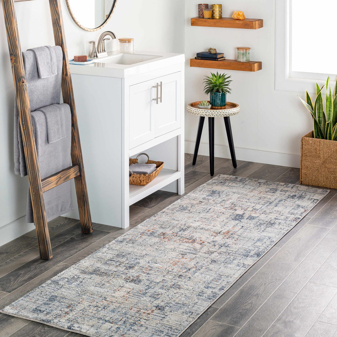 Nalus Blue And Ivory Modern Abstract Design Area Rug - The Rug Decor