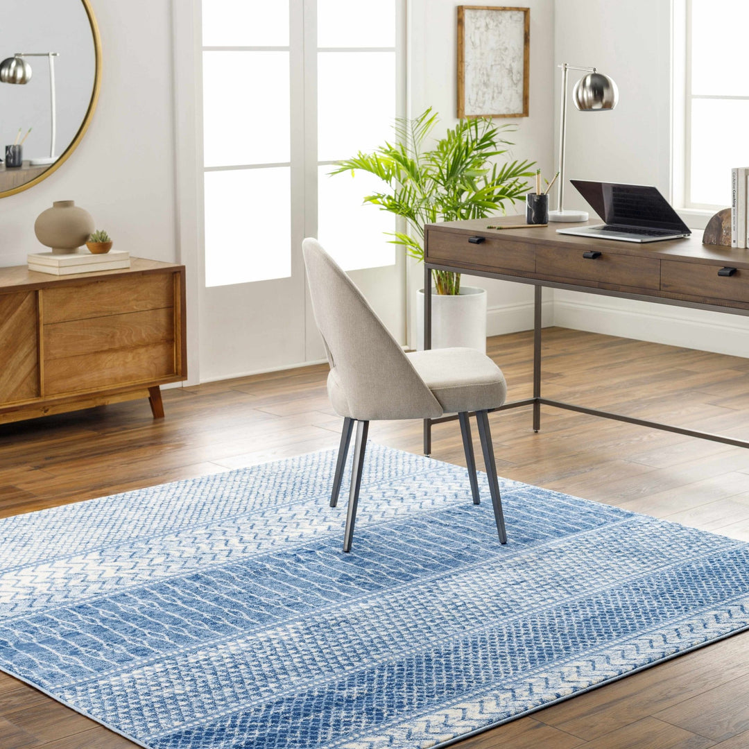 Nampa Modern Style Blue And Ivory Area Rug - The Rug Decor