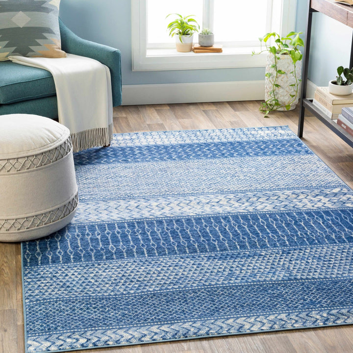 Nampa Modern Style Blue And Ivory Area Rug - The Rug Decor
