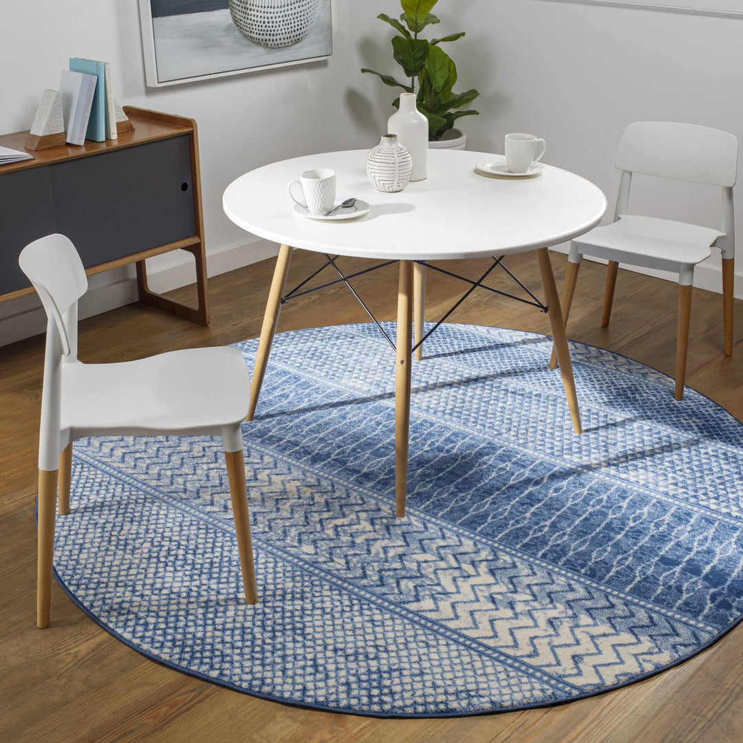 Nampa Modern Style Blue And Ivory Area Rug - The Rug Decor