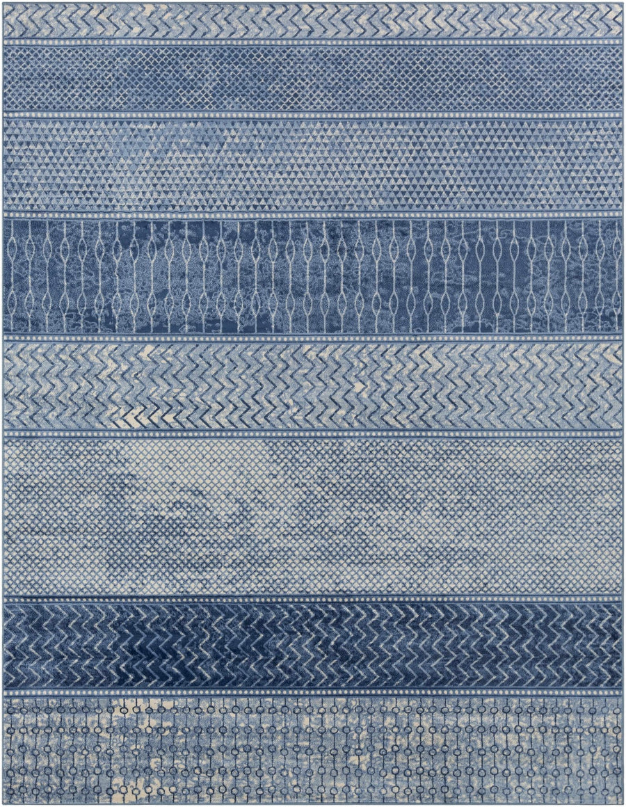 Nampa Modern Style Blue And Ivory Area Rug - The Rug Decor