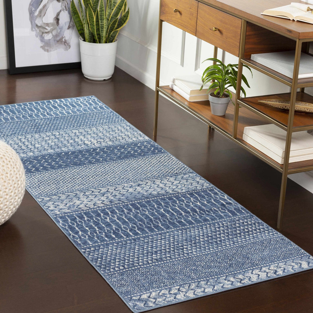 Nampa Modern Style Blue And Ivory Area Rug - The Rug Decor