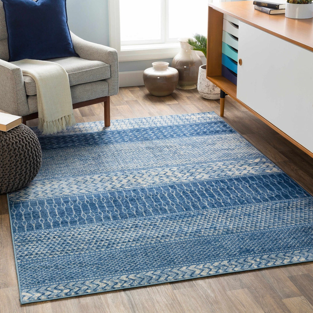 Nampa Modern Style Blue And Ivory Area Rug - The Rug Decor