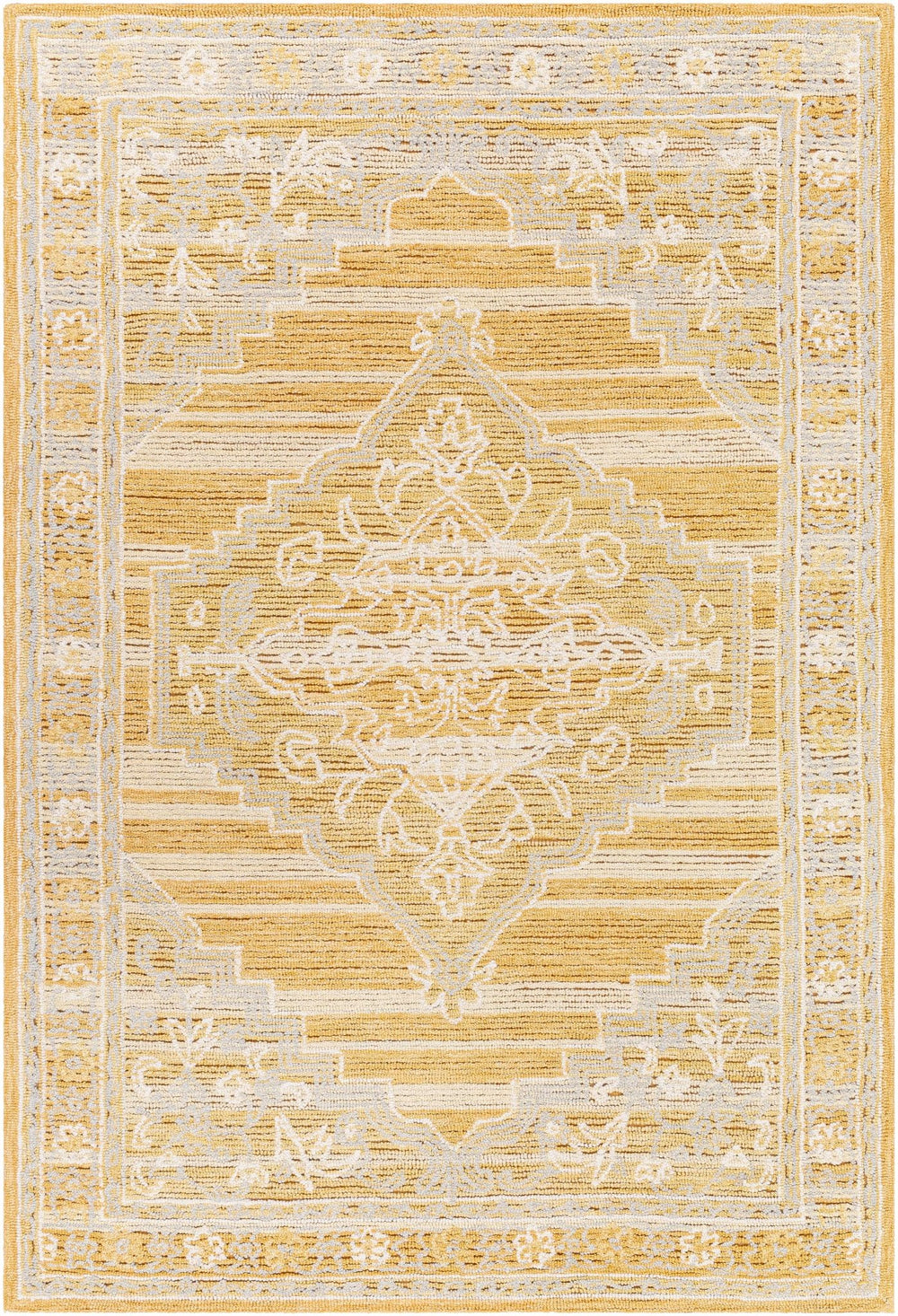 Nani transitional Mustard And Beige Wool Blend Rug - The Rug Decor