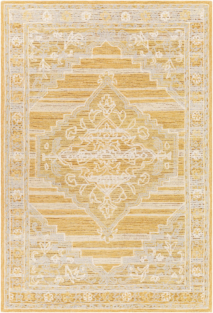Nani transitional Mustard And Beige Wool Blend Rug - The Rug Decor