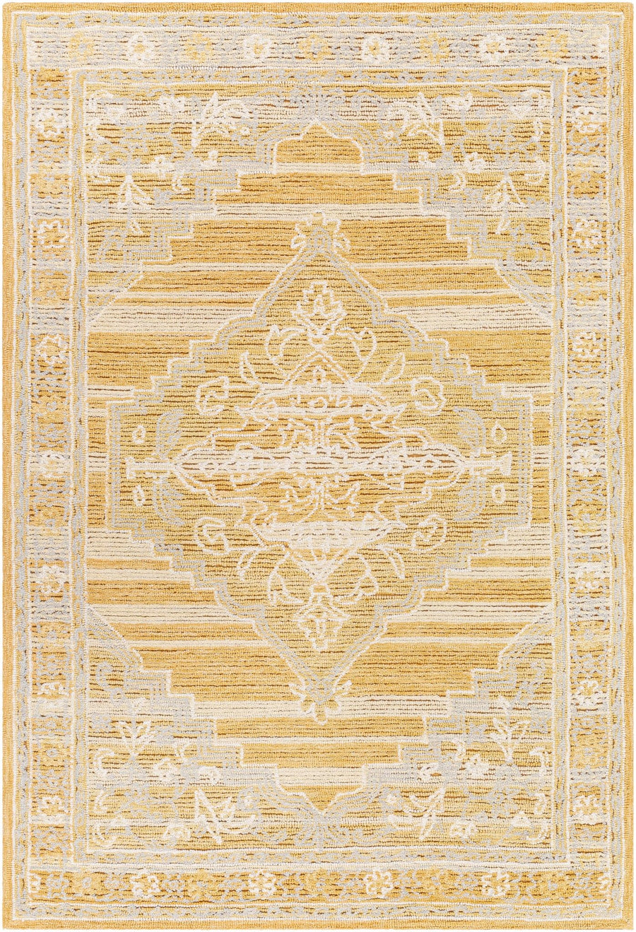 Nani transitional Mustard And Beige Wool Blend Rug - The Rug Decor