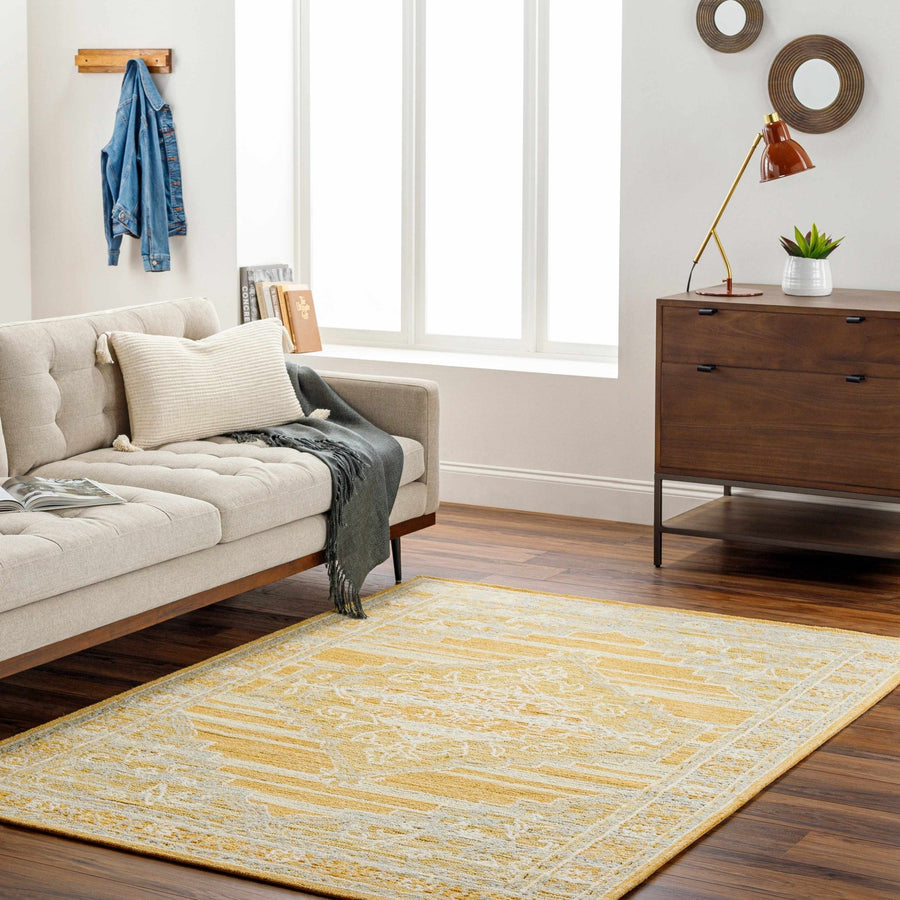 Nani transitional Mustard And Beige Wool Blend Rug - The Rug Decor
