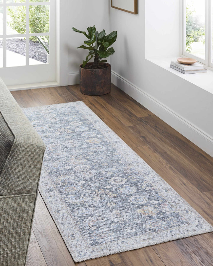 Napeu Beige And Blue Traditional Style Washable Area Rug - The Rug Decor
