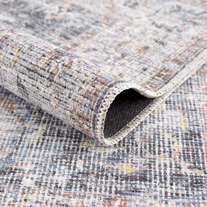 Napeu Beige And Blue Traditional Style Washable Area Rug - The Rug Decor