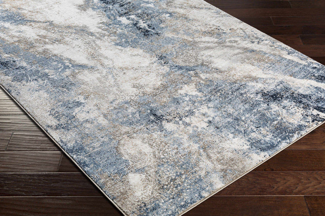 Napierville Modern Abstract Design Ivory And Blue Area Rug - The Rug Decor