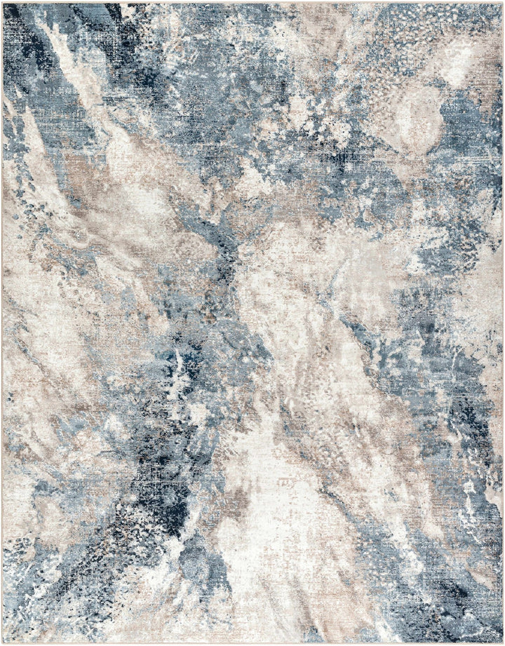 Napierville Modern Abstract Design Ivory And Blue Area Rug - The Rug Decor