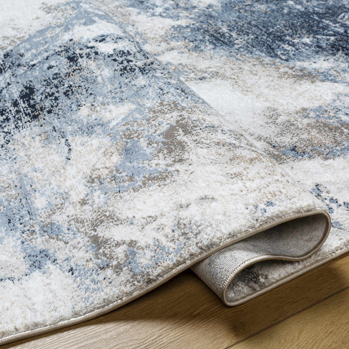 Napierville Modern Abstract Design Ivory And Blue Area Rug - The Rug Decor