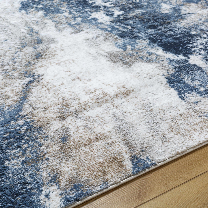 Napierville Modern Abstract Design Ivory And Blue Area Rug - The Rug Decor