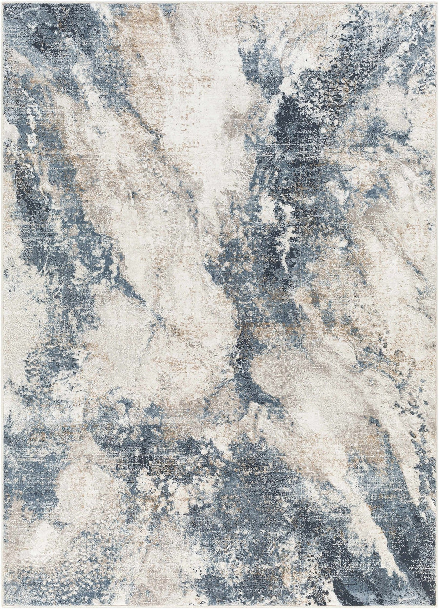 Napierville Modern Abstract Design Ivory And Blue Area Rug - The Rug Decor