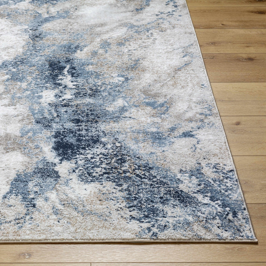 Napierville Modern Abstract Design Ivory And Blue Area Rug - The Rug Decor