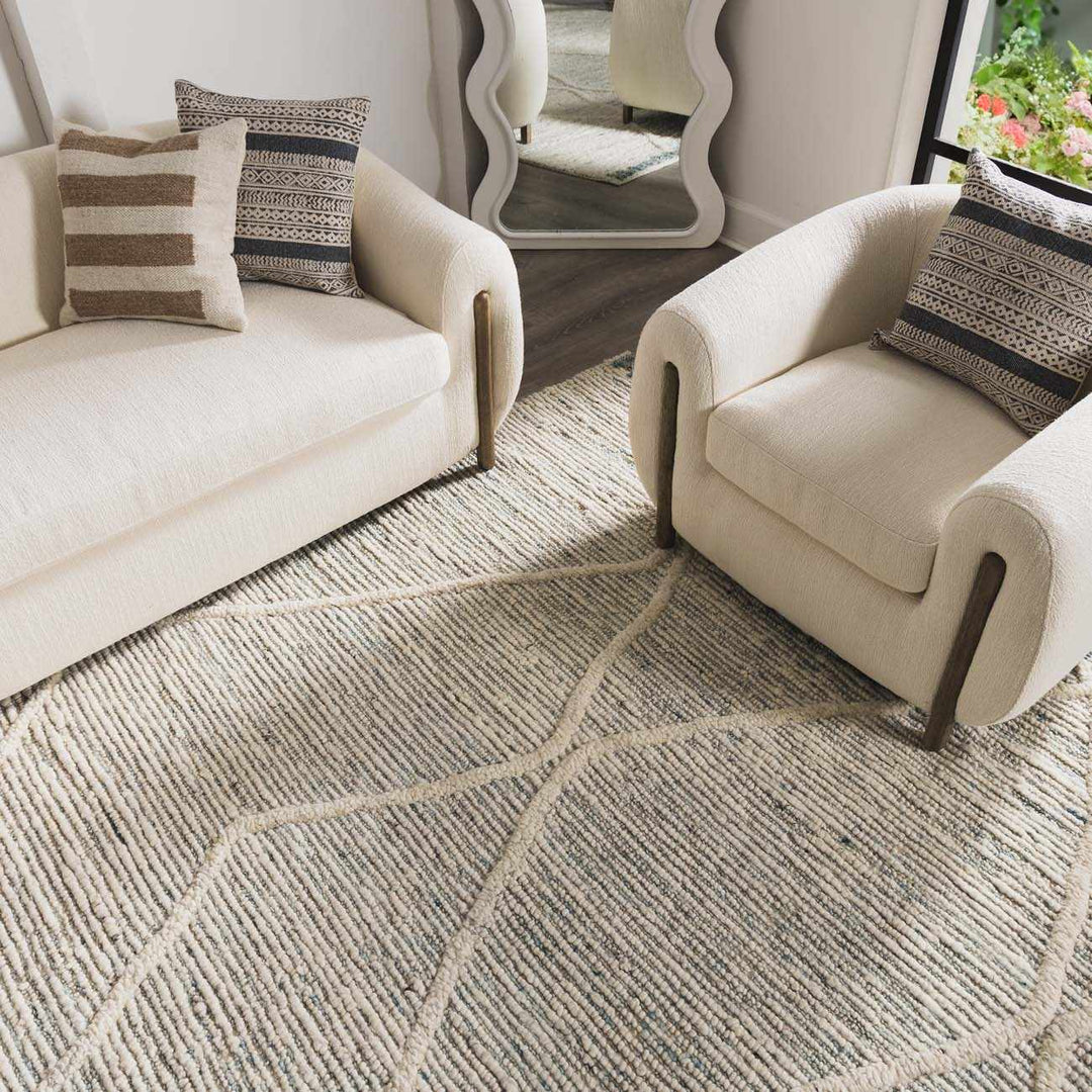 Nara Contemporary Gray And Ivory Premium Wool Rug - The Rug Decor