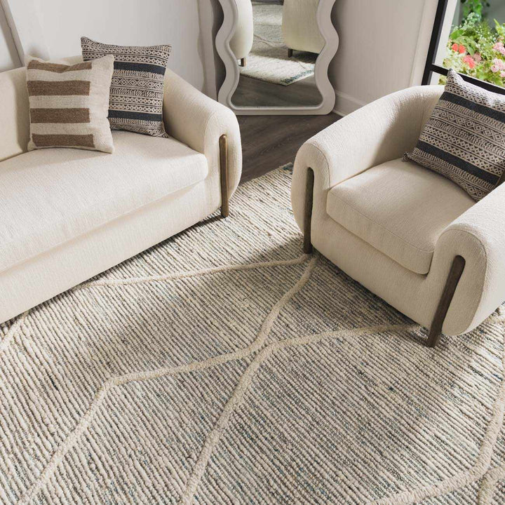Nara Contemporary Gray And Ivory Premium Wool Rug - The Rug Decor