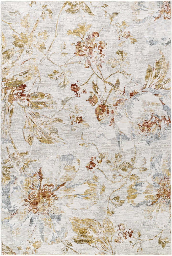 Nasia Modern Floral Design Ivory And Brown Area Rug - The Rug Decor