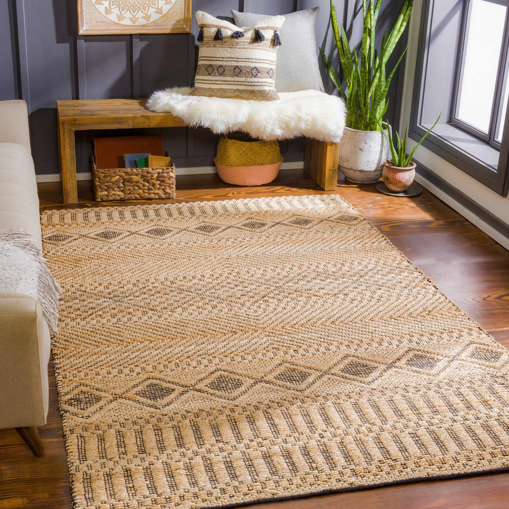 Nasugbu Tan Modern Geometrical Design Hand woven Area Rug - The Rug Decor