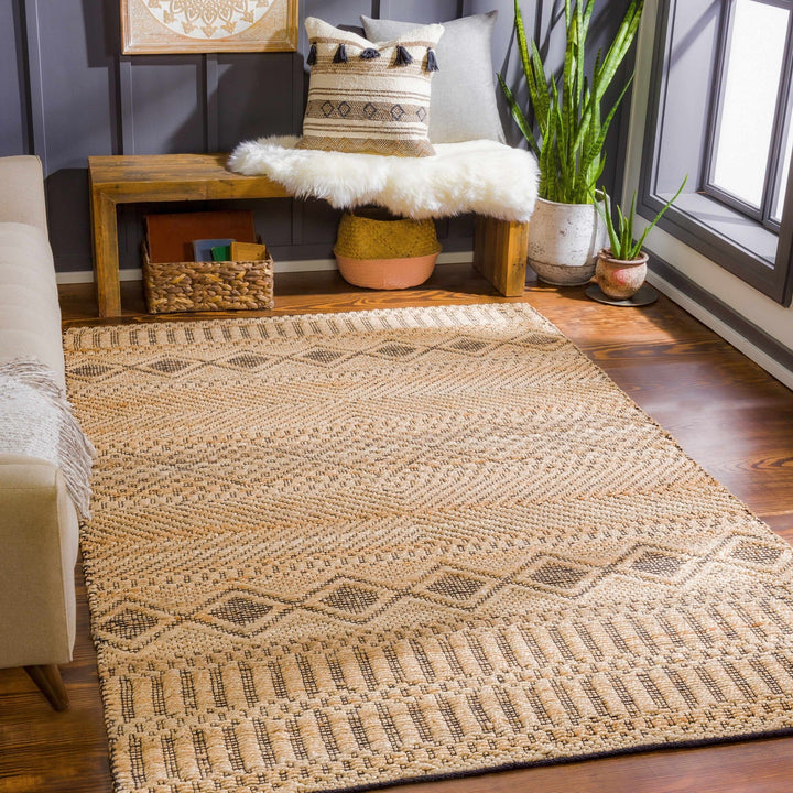 Nasugbu Tan Modern Geometrical Design Hand woven Area Rug - The Rug Decor
