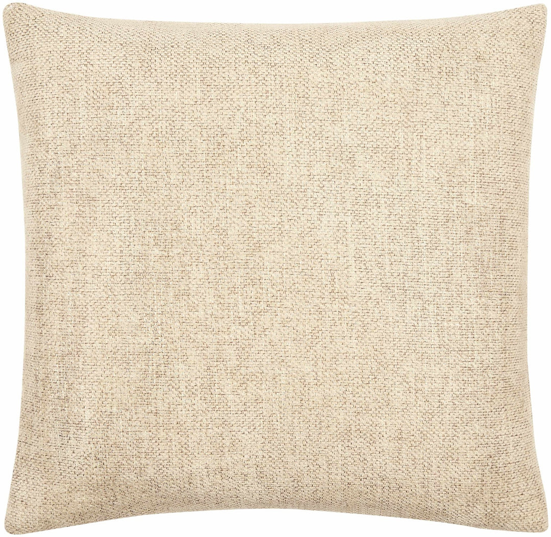 Natural Linen look Beige Textured Contemporary Square Throw Pillow - The Rug Decor
