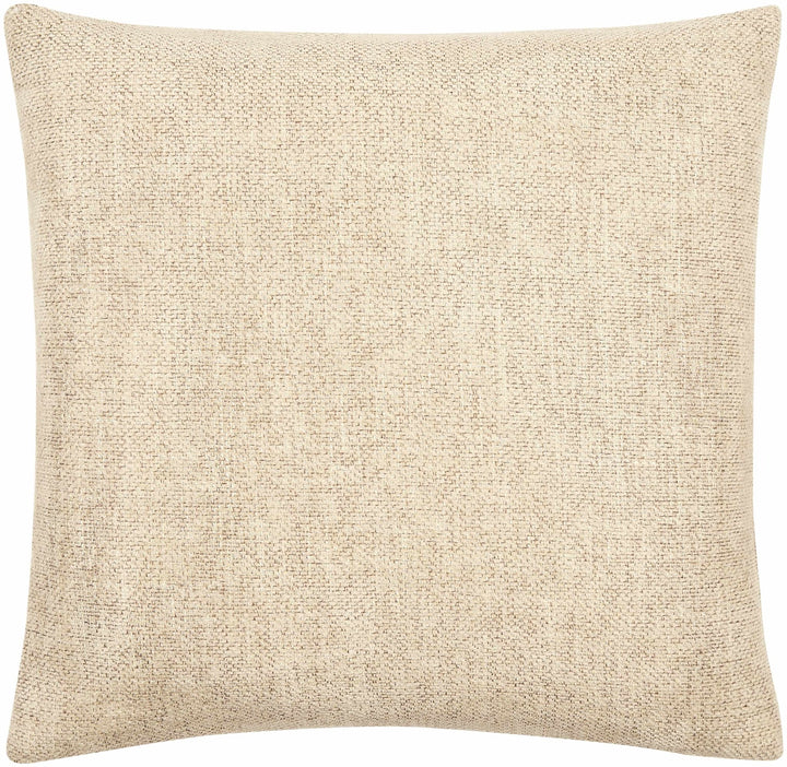 Natural Linen look Beige Textured Contemporary Square Throw Pillow - The Rug Decor