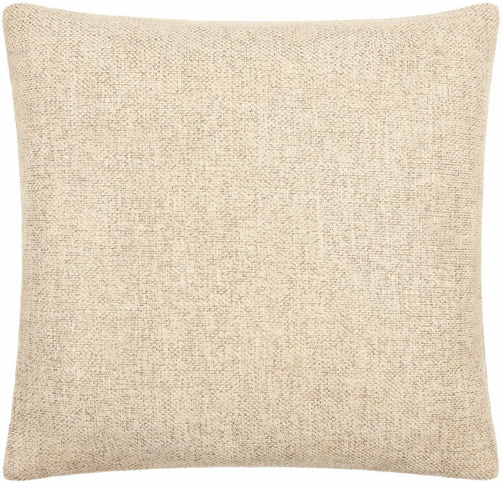 Natural Linen look Beige Textured Contemporary Square Throw Pillow - The Rug Decor