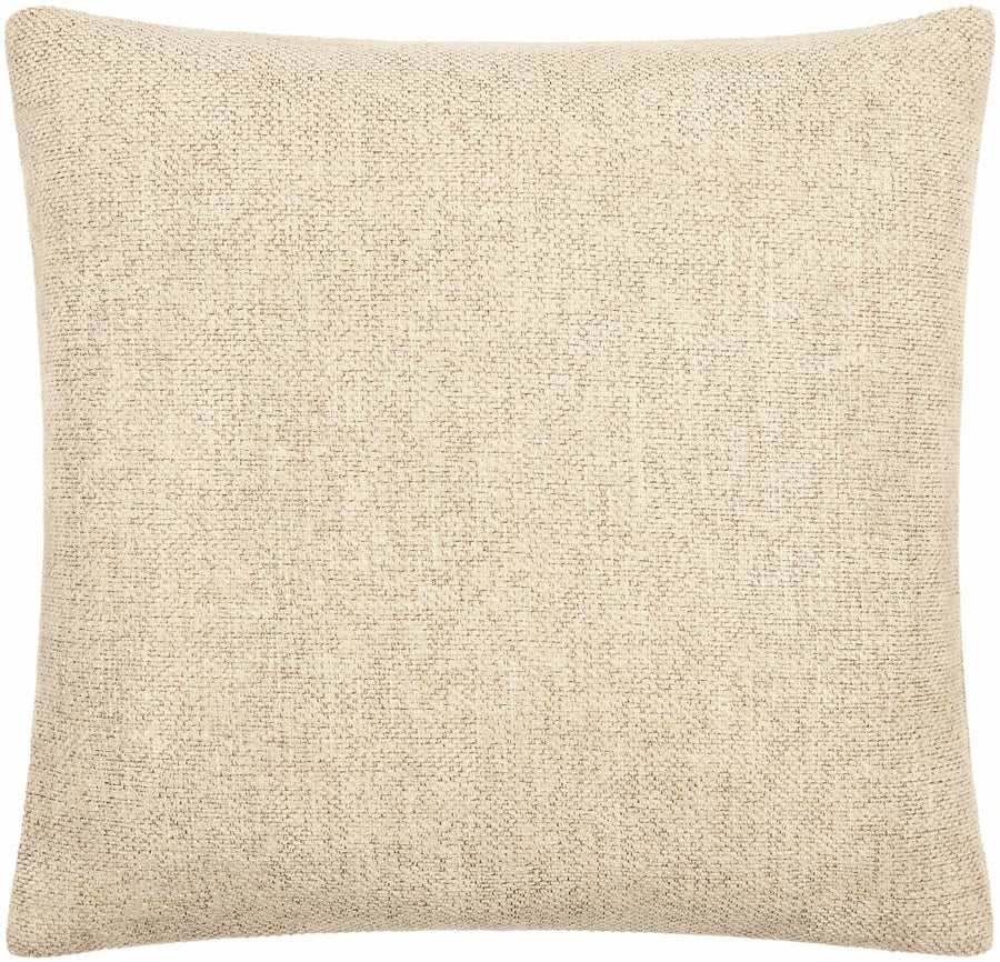 Natural Linen look Beige Textured Contemporary Square Throw Pillow - The Rug Decor